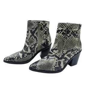 Blondo Womens Que Ankle Boots 5.5 Snakeskin Waterproof Leather Moto Pointed Toe
